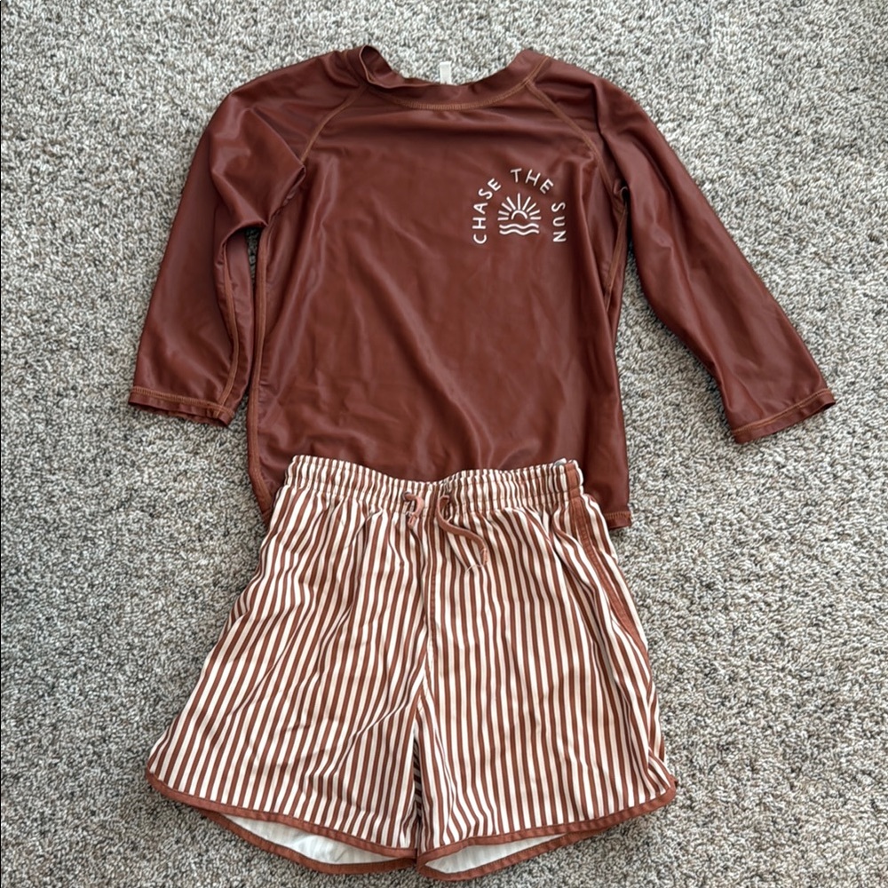 Chase the Sun Brown Rash Guard Set